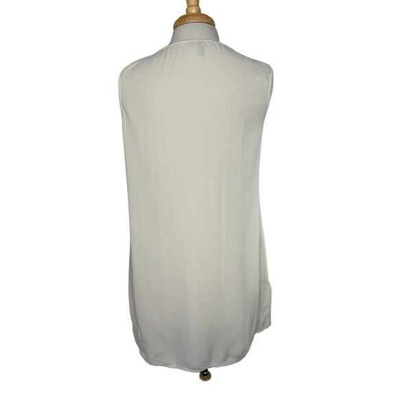 EILEEN FISHER System Silk Georgette Crepe Bateau Neck Shell Ivory Small #F5GC - Picture 3 of 8